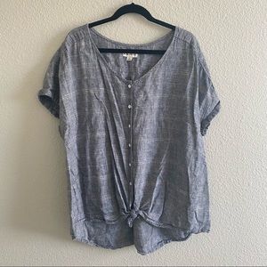 Button Down Knotted Blouse